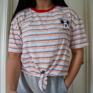 Mickey Mouse Stripped Tie Crop Top
